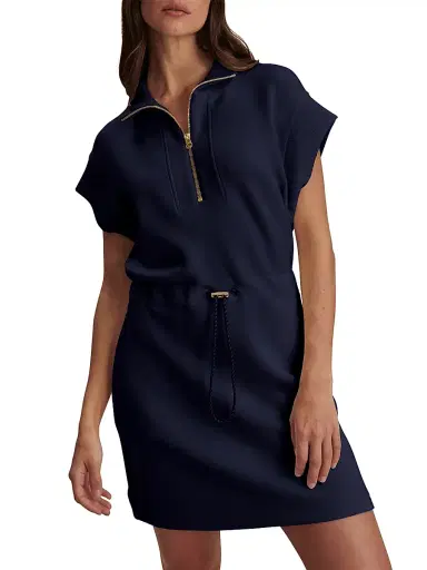 Varley Women's Avaya Half-Zip Minidress - Blue Nights | Thumbnail 3 Varley Women's Avaya Half-Zip Minidress - Blue Nights | Thumbnail 3