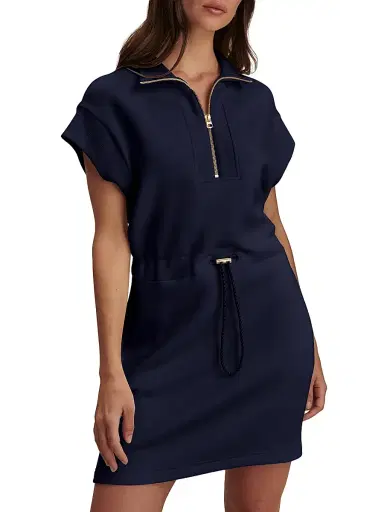 Varley Women's Avaya Half-Zip Minidress - Blue Nights | Thumbnail 4 Varley Women's Avaya Half-Zip Minidress - Blue Nights | Thumbnail 4