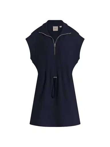 Varley Women's Avaya Half-Zip Minidress - Blue Nights | Thumbnail 1 Varley Women's Avaya Half-Zip Minidress - Blue Nights | Thumbnail 1
