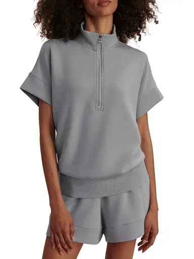 Varley Women's Ritchie Short-Sleeve Half-Zip Pullover - Wind Blue | Thumbnail 3 Varley Women's Ritchie Short-Sleeve Half-Zip Pullover - Wind Blue | Thumbnail 3