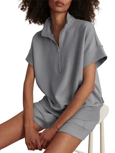 Varley Women's Ritchie Short-Sleeve Half-Zip Pullover - Wind Blue | Thumbnail 7 Varley Women's Ritchie Short-Sleeve Half-Zip Pullover - Wind Blue | Thumbnail 7