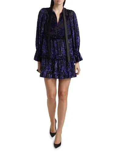 ALICE + OLIVIA Women's Moranne Satin Tieneck Minidress - Midnight Blue | Thumbnail 2 ALICE + OLIVIA Women's Moranne Satin Tieneck Minidress - Midnight Blue | Thumbnail 2