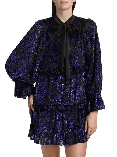 ALICE + OLIVIA Women's Moranne Satin Tieneck Minidress - Midnight Blue | Thumbnail 3 ALICE + OLIVIA Women's Moranne Satin Tieneck Minidress - Midnight Blue | Thumbnail 3