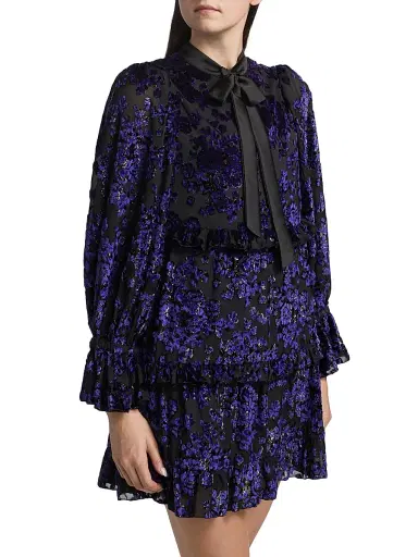 ALICE + OLIVIA Women's Moranne Satin Tieneck Minidress - Midnight Blue | Thumbnail 4 ALICE + OLIVIA Women's Moranne Satin Tieneck Minidress - Midnight Blue | Thumbnail 4