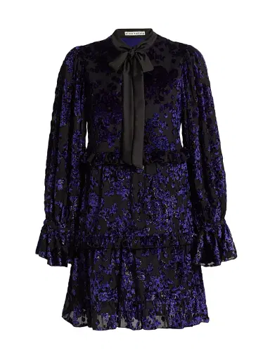 ALICE + OLIVIA Women's Moranne Satin Tieneck Minidress - Midnight Blue | Thumbnail 1 ALICE + OLIVIA Women's Moranne Satin Tieneck Minidress - Midnight Blue | Thumbnail 1