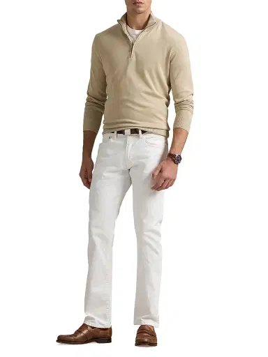 Polo Ralph Lauren Men's Cotton Quarter-Zip Sweater - Ranch Cream | Thumbnail 2 Polo Ralph Lauren Men's Cotton Quarter-Zip Sweater - Ranch Cream | Thumbnail 2