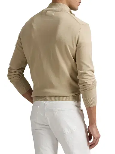 Polo Ralph Lauren Men's Cotton Quarter-Zip Sweater - Ranch Cream | Thumbnail 4 Polo Ralph Lauren Men's Cotton Quarter-Zip Sweater - Ranch Cream | Thumbnail 4