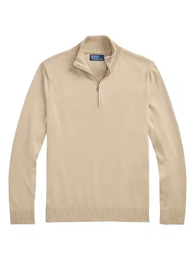 Polo Ralph Lauren Men's Cotton Quarter-Zip Sweater - Ranch Cream | Thumbnail 1 Polo Ralph Lauren Men's Cotton Quarter-Zip Sweater - Ranch Cream | Thumbnail 1
