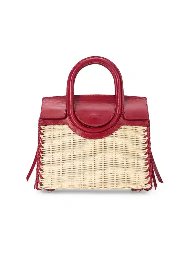 Staud Women's Maude Mini Wicker Carryall Top Handle Bag | Thumbnail 1 Staud Women's Maude Mini Wicker Carryall Top Handle Bag | Thumbnail 1
