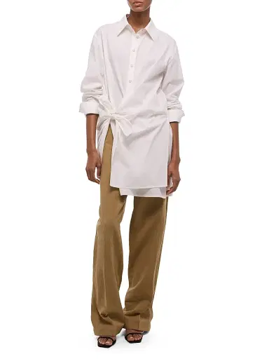 Helmut Lang Women's Knotted Cotton Shirtdress - White | Thumbnail 2 Helmut Lang Women's Knotted Cotton Shirtdress - White | Thumbnail 2
