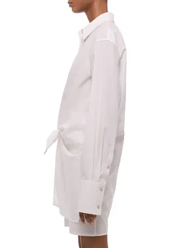 Helmut Lang Women's Knotted Cotton Shirtdress - White | Thumbnail 4 Helmut Lang Women's Knotted Cotton Shirtdress - White | Thumbnail 4