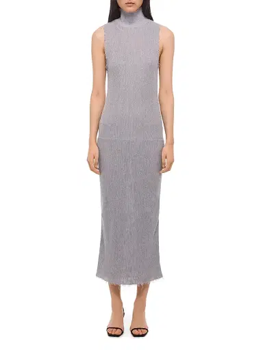 Helmut Lang Women's Turtleneck Linen-Cotton Tank Midi Dress - Cool Grey | Thumbnail 2 Helmut Lang Women's Turtleneck Linen-Cotton Tank Midi Dress - Cool Grey | Thumbnail 2