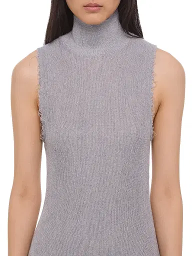 Helmut Lang Women's Turtleneck Linen-Cotton Tank Midi Dress - Cool Grey | Thumbnail 5 Helmut Lang Women's Turtleneck Linen-Cotton Tank Midi Dress - Cool Grey | Thumbnail 5