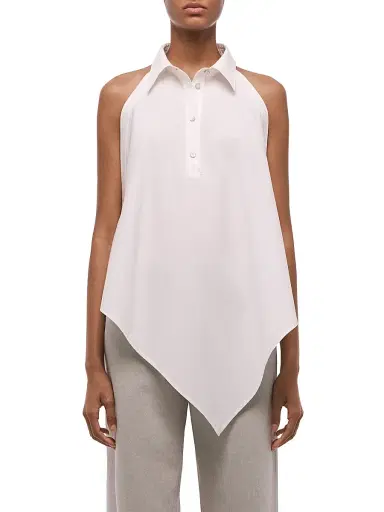 Helmut Lang Women's Collar Scarf Cotton Top - White | Thumbnail 3 Helmut Lang Women's Collar Scarf Cotton Top - White | Thumbnail 3