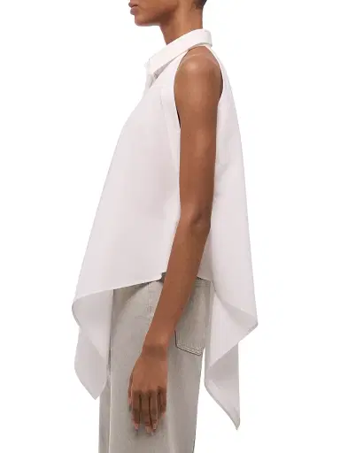 Helmut Lang Women's Collar Scarf Cotton Top - White | Thumbnail 4 Helmut Lang Women's Collar Scarf Cotton Top - White | Thumbnail 4