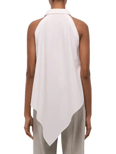 Helmut Lang Women's Collar Scarf Cotton Top - White | Thumbnail 5 Helmut Lang Women's Collar Scarf Cotton Top - White | Thumbnail 5