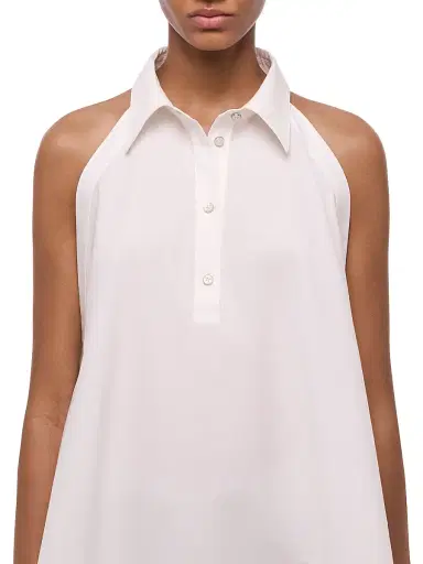 Helmut Lang Women's Collar Scarf Cotton Top - White | Thumbnail 7 Helmut Lang Women's Collar Scarf Cotton Top - White | Thumbnail 7