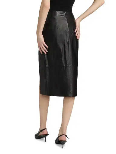 Mônot Women's Leather Pencil Midi-Skirt | Thumbnail 5 Mônot Women's Leather Pencil Midi-Skirt | Thumbnail 5