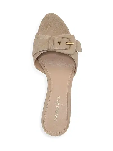 Veronica Beard Women's Tia 65MM Buckled Suede Slip-On Sandals - Sand | Thumbnail 4 Veronica Beard Women's Tia 65MM Buckled Suede Slip-On Sandals - Sand | Thumbnail 4