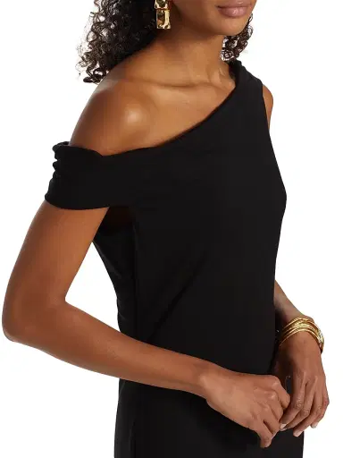 Reformation Women's Jaman Draped One-Shoulder Midi-Dress - Black - Size XS | Thumbnail 6 Reformation Women's Jaman Draped One-Shoulder Midi-Dress - Black - Size XS | Thumbnail 6
