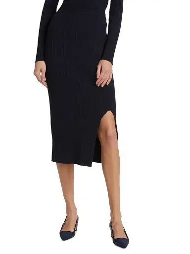 Saks Fifth Avenue Women's Wide Rib-Knit Pencil Skirt - Deep Navy | Thumbnail 3 Saks Fifth Avenue Women's Wide Rib-Knit Pencil Skirt - Deep Navy | Thumbnail 3