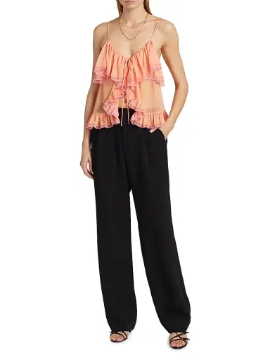 Ronny Kobo Women's Ciara Ruffled Semi-Sheer Top - Creamsicle Bubble Gum | Thumbnail 2 Ronny Kobo Women's Ciara Ruffled Semi-Sheer Top - Creamsicle Bubble Gum | Thumbnail 2