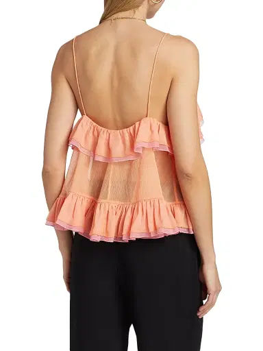 Ronny Kobo Women's Ciara Ruffled Semi-Sheer Top - Creamsicle Bubble Gum | Thumbnail 5 Ronny Kobo Women's Ciara Ruffled Semi-Sheer Top - Creamsicle Bubble Gum | Thumbnail 5