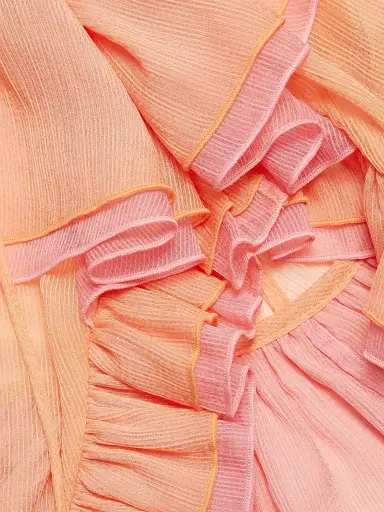 Ronny Kobo Women's Ciara Ruffled Semi-Sheer Top - Creamsicle Bubble Gum | Thumbnail 7 Ronny Kobo Women's Ciara Ruffled Semi-Sheer Top - Creamsicle Bubble Gum | Thumbnail 7