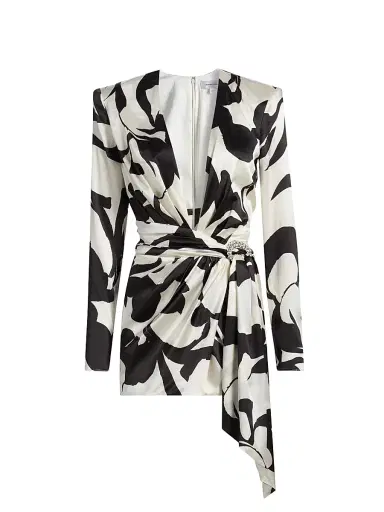 Ronny Kobo Women's Kit Abstract Belted Minidress - Black | Thumbnail 1 Ronny Kobo Women's Kit Abstract Belted Minidress - Black | Thumbnail 1