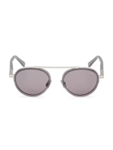 Zegna Men's 51MM Round Metal Sunglasses - Grey | Thumbnail 2 Zegna Men's 51MM Round Metal Sunglasses - Grey | Thumbnail 2