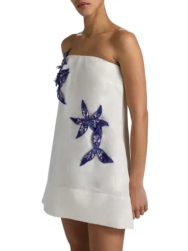 Amur Women's Azara Linen-Silk Strapless Minidress - Ivory - Size 10 | Thumbnail 4 Amur Women's Azara Linen-Silk Strapless Minidress - Ivory - Size 10 | Thumbnail 4