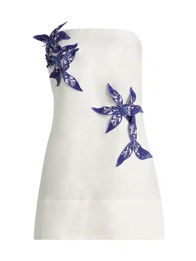 Amur Women's Azara Linen-Silk Strapless Minidress - Ivory - Size 10 | Thumbnail 1 Amur Women's Azara Linen-Silk Strapless Minidress - Ivory - Size 10 | Thumbnail 1