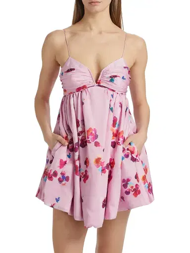 AMUR Women's Kimberly Floral Sweetheart Babydoll Minidress - Mosaic Poppies | Thumbnail 3 AMUR Women's Kimberly Floral Sweetheart Babydoll Minidress - Mosaic Poppies | Thumbnail 3