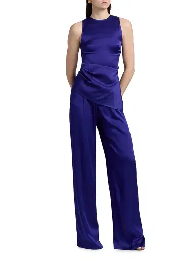 Lapointe Women's Satin Asymmetric Top - Indigo - Size 14 | Thumbnail 2 Lapointe Women's Satin Asymmetric Top - Indigo - Size 14 | Thumbnail 2