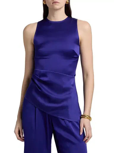 Lapointe Women's Satin Asymmetric Top - Indigo - Size 14 | Thumbnail 3 Lapointe Women's Satin Asymmetric Top - Indigo - Size 14 | Thumbnail 3