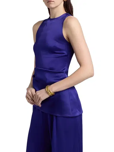 Lapointe Women's Satin Asymmetric Top - Indigo - Size 14 | Thumbnail 4 Lapointe Women's Satin Asymmetric Top - Indigo - Size 14 | Thumbnail 4