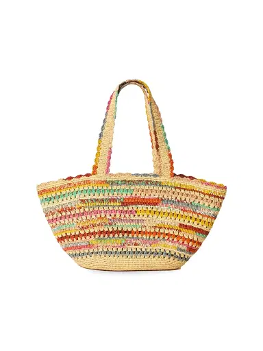 BTB Los Angeles Women's Ornella Striped Raffia Tote Bag | Thumbnail 1 BTB Los Angeles Women's Ornella Striped Raffia Tote Bag | Thumbnail 1