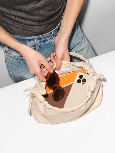 MZ Wallace Women's Waverly Drawstring Shoulder Bag - Buff | Thumbnail 2 MZ Wallace Women's Waverly Drawstring Shoulder Bag - Buff | Thumbnail 2