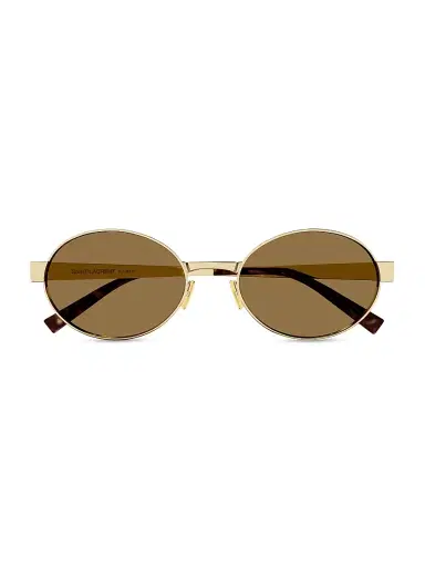 Saint Laurent Women's Feminine Fashion Icons 55MM Oval Metal Sunglasses - Gold Brown | Thumbnail 2 Saint Laurent Women's Feminine Fashion Icons 55MM Oval Metal Sunglasses - Gold Brown | Thumbnail 2