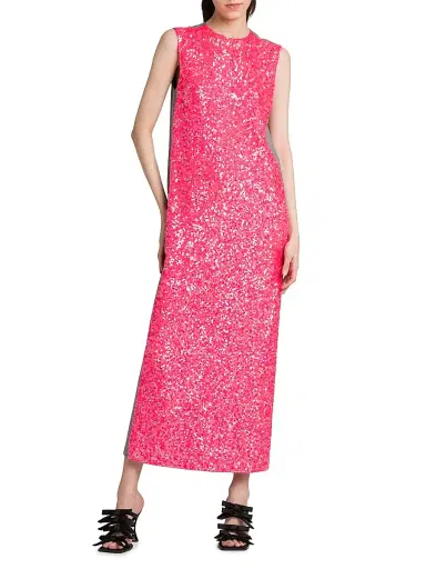 MOSCHINO Women's Sequined Mix Media Maxi Dress - Multi Fucsia | Thumbnail 2 MOSCHINO Women's Sequined Mix Media Maxi Dress - Multi Fucsia | Thumbnail 2