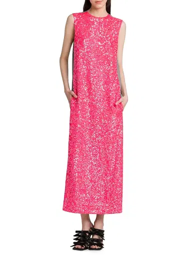 MOSCHINO Women's Sequined Mix Media Maxi Dress - Multi Fucsia | Thumbnail 3 MOSCHINO Women's Sequined Mix Media Maxi Dress - Multi Fucsia | Thumbnail 3