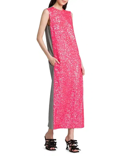 MOSCHINO Women's Sequined Mix Media Maxi Dress - Multi Fucsia | Thumbnail 4 MOSCHINO Women's Sequined Mix Media Maxi Dress - Multi Fucsia | Thumbnail 4