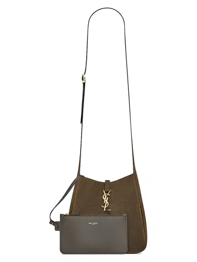Saint Laurent Women's Supple Crossbody Bag in Suede - Light Musk | Thumbnail 4 Saint Laurent Women's Supple Crossbody Bag in Suede - Light Musk | Thumbnail 4