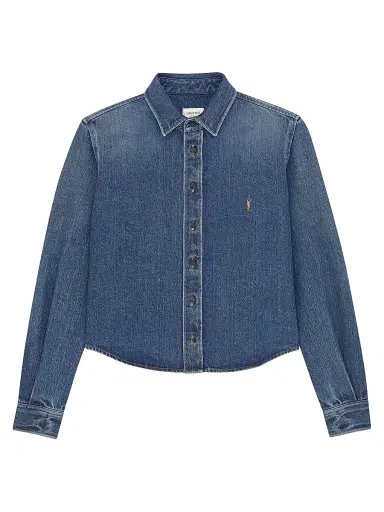 Saint Laurent Women's Cassandre Shirt in Denim - Reef Blue | Thumbnail 1 Saint Laurent Women's Cassandre Shirt in Denim - Reef Blue | Thumbnail 1