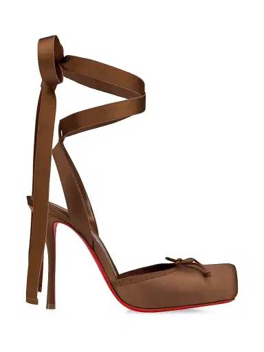 Christian Louboutin Women's Cassia Lace Up 100MM Satin Pumps | Thumbnail 1 Christian Louboutin Women's Cassia Lace Up 100MM Satin Pumps | Thumbnail 1