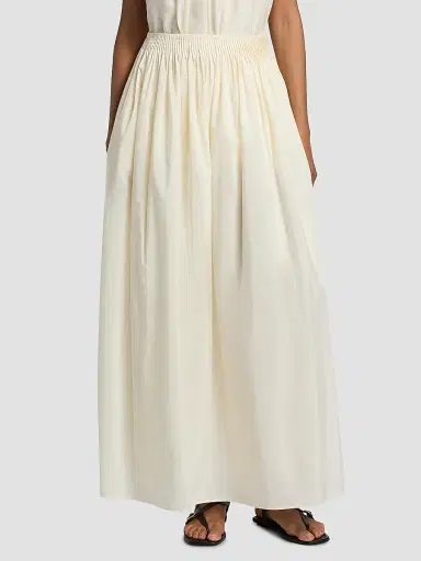 Loulou de Saison Women's Naya Gathered Cotton-Silk Maxi Skirt - | Thumbnail 3 Loulou de Saison Women's Naya Gathered Cotton-Silk Maxi Skirt - | Thumbnail 3