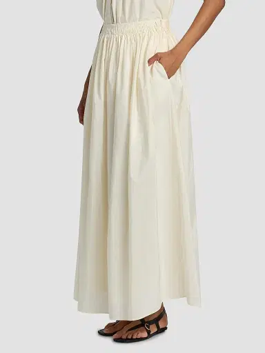 Loulou de Saison Women's Naya Gathered Cotton-Silk Maxi Skirt - | Thumbnail 4 Loulou de Saison Women's Naya Gathered Cotton-Silk Maxi Skirt - | Thumbnail 4
