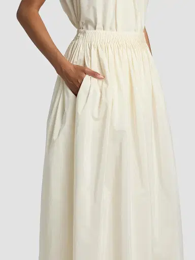 Loulou de Saison Women's Naya Gathered Cotton-Silk Maxi Skirt - | Thumbnail 6 Loulou de Saison Women's Naya Gathered Cotton-Silk Maxi Skirt - | Thumbnail 6