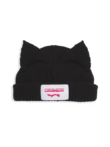 Charles Jeffrey Loverboy Men's Chunky Ears Wool Beanie - Black | Thumbnail 1 Charles Jeffrey Loverboy Men's Chunky Ears Wool Beanie - Black | Thumbnail 1