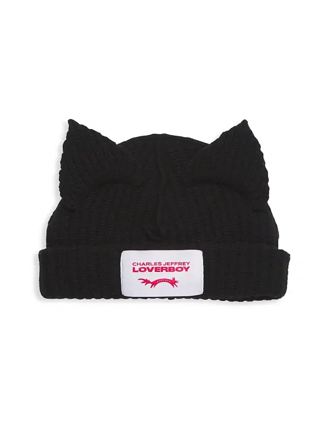 Men's Chunky Ears Wool Beanie - Black Men's Chunky Ears Wool Beanie - Black